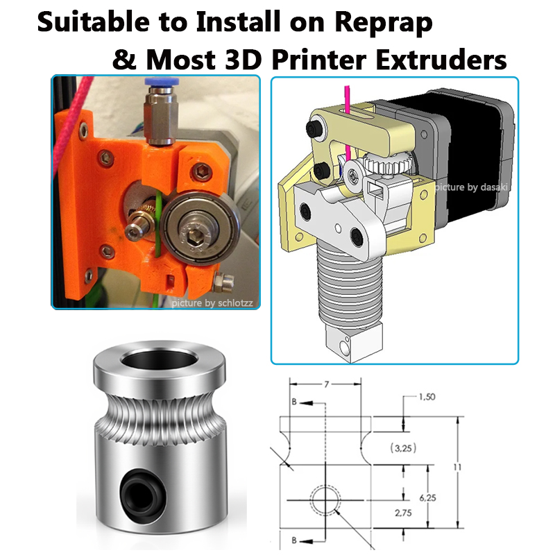 1PC MK8 Drive Gear for 1.75mm  - Direct Drive Extruder ulasan dan harga