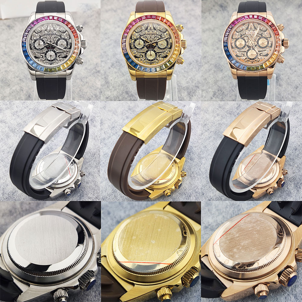 39mm Men's Watch VK63 Movement - Glass Bed ulasan dan harga