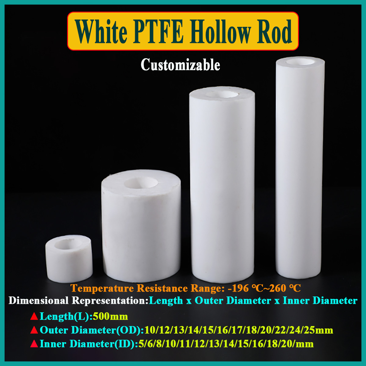 1Pcs White PTFE Hollow Rod Pol - Ptfe Tube ulasan dan harga