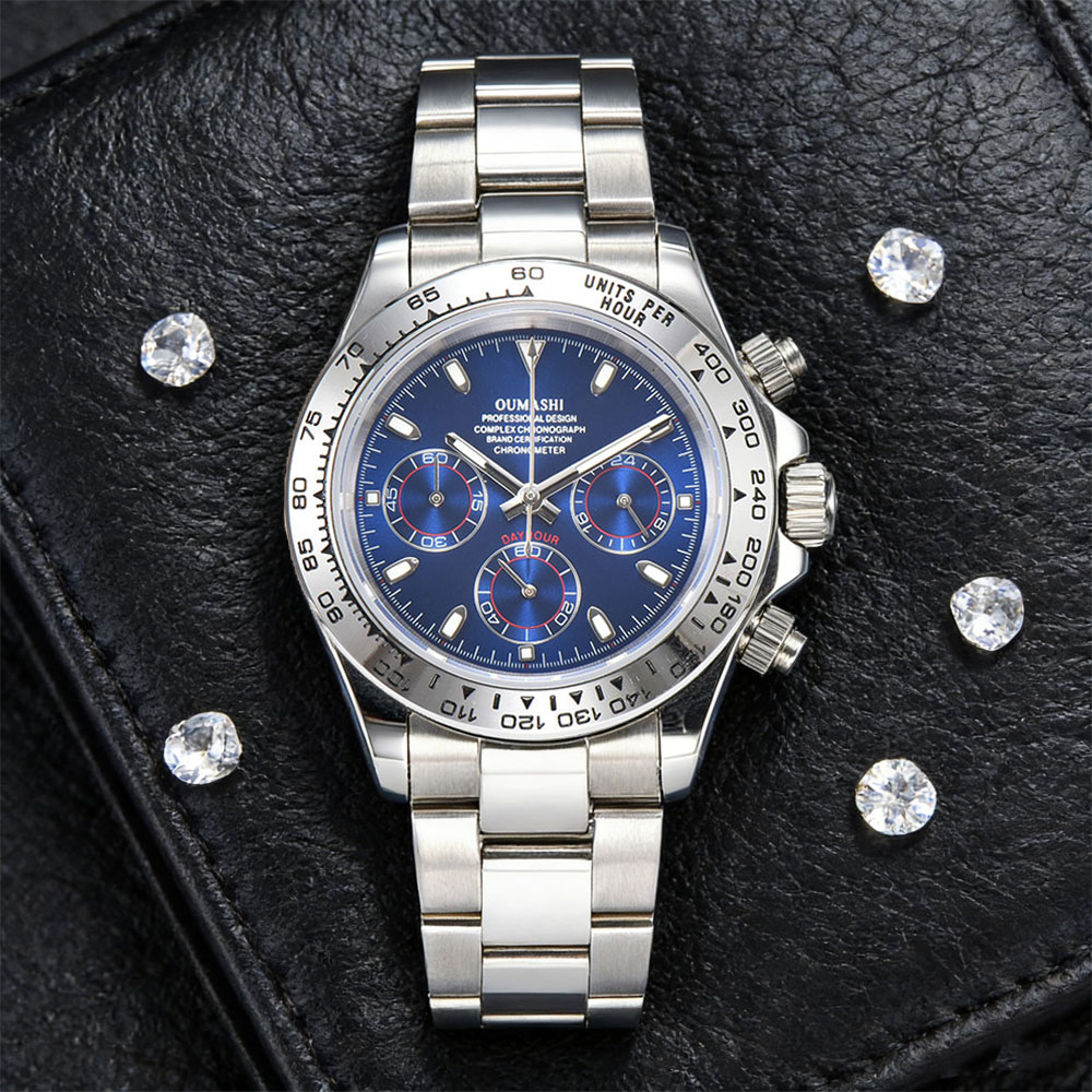 39mm Silver Watch VK63 Movemen - Glass Bed ulasan dan harga