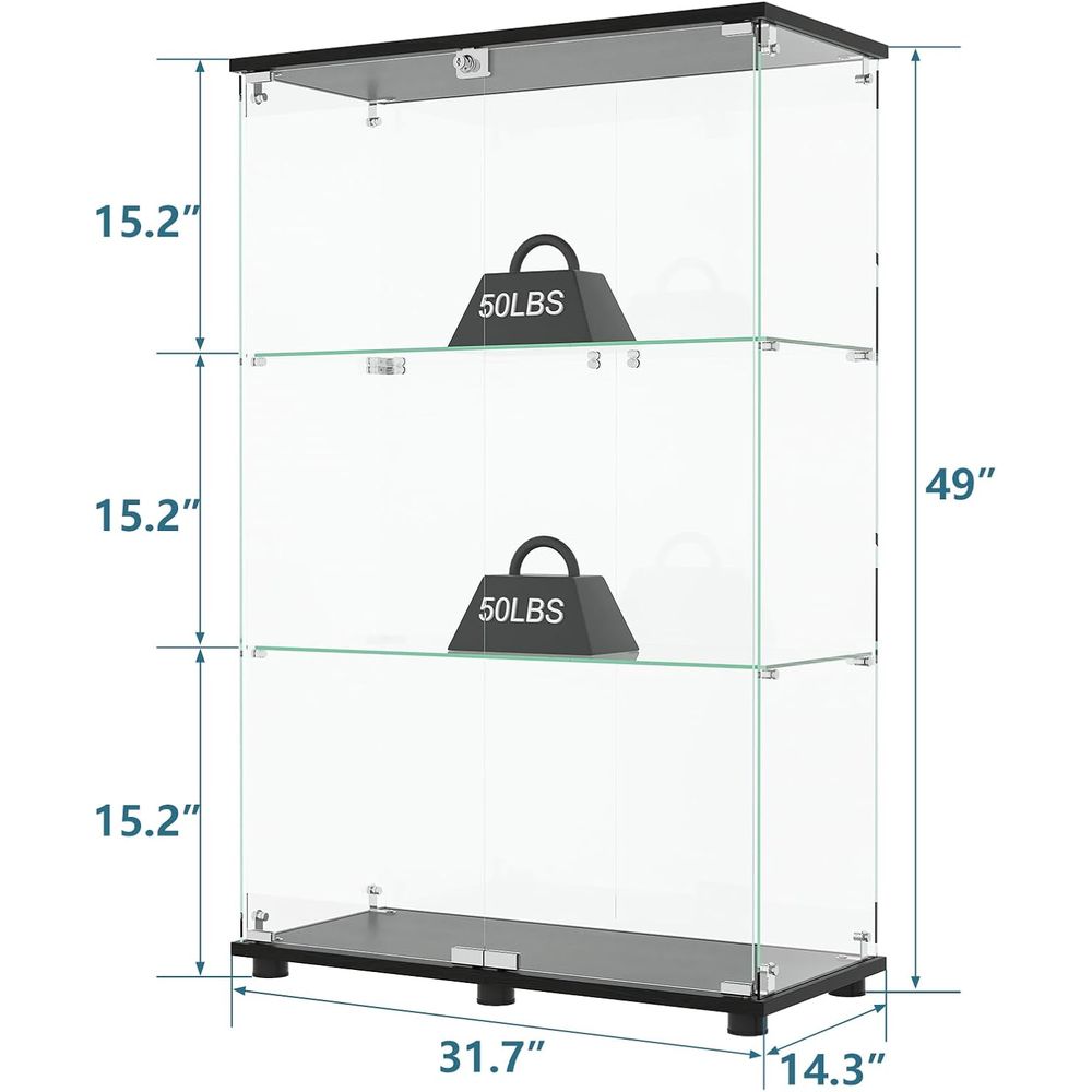 Glass Display Cabinet with 3-S - Glass Bed ulasan dan harga